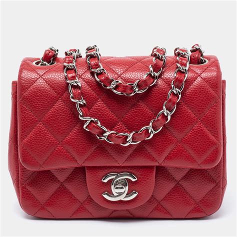 chanel mini square caviar red|Handbags & Bags .